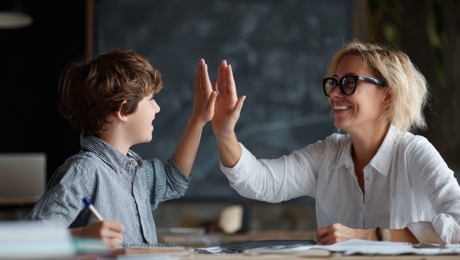 Tutor celebrating a student’s progress